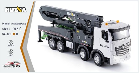 مضخة باطون تحكم عن بعد HUINA Cement Pump Truck قياس 1/18  - سكني واخضر